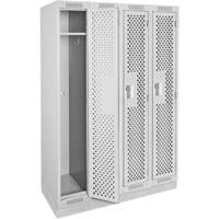 Clean Line Lockers, Bank of 4, 48" x 18" x 76", Steel, Grey, Rivet (Assembled), Perforated Consource