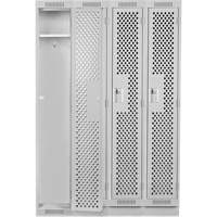 Clean Line Lockers, Bank of 4, 48" x 18" x 76", Steel, Grey, Rivet (Assembled), Perforated Consource