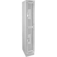 Casiers Clean Line, 2 niveaux, 12" x 18" x 76", Acier, Gris, Rivet (assembl&eacute;), Perfor&eacute; Consource
