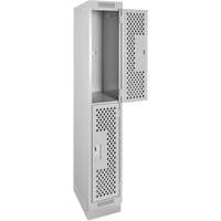 Casiers Clean Line, 2 niveaux, 12" x 18" x 76", Acier, Gris, Rivet (assembl&eacute;), Perfor&eacute; Consource