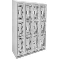 Casiers Clean Line, 3 niveaux, Bloc de 4, 48" x 18" x 82", Acier, Gris, Rivet (assembl&eacute;), Perfor&eacute; Consource
