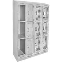 Casiers Clean Line, 3 niveaux, Bloc de 4, 48" x 18" x 82", Acier, Gris, Rivet (assembl&eacute;), Perfor&eacute; Consource