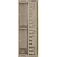 Casiers Clean Line, 2 niveaux, Bloc de 2, 24" x 15" x 72", Acier, Beige, Rivet (assembl&eacute;), Perfor&eacute; Consource