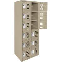 Assembled Lockerettes Clean Line Perforated Economy Lockers, 6 -tier, Bank of 2, 18" x 72" x 12", Steel Consource