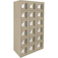 Assembled Lockerettes Clean Line Perforated Economy Lockers, 6 -tier, Bank of 3, 18" x 72" x 12", Steel Consource