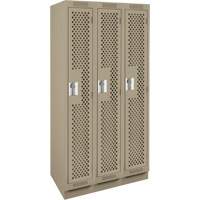 Casiers Clean Line, Bloc de 3, 36" x 18" x 76", Acier, Beige, Rivet (assembl&eacute;), Perfor&eacute; Consource
