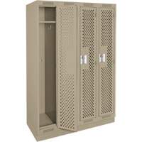 Clean Line Lockers, Bank of 4, 48" x 18" x 76", Steel, Beige, Rivet (Assembled), Perforated Consource