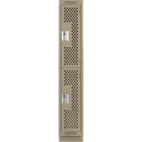 Casiers Clean Line, 2 niveaux, 12" x 18" x 76", Acier, Beige, Rivet (assembl&eacute;), Perfor&eacute; Consource