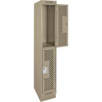 Casiers Clean Line, 2 niveaux, 12" x 18" x 76", Acier, Beige, Rivet (assembl&eacute;), Perfor&eacute; Consource