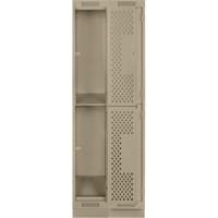 Casiers Clean Line, 2 niveaux, Bloc de 2, 24" x 18" x 76", Acier, Beige, Rivet (assembl&eacute;), Perfor&eacute; Consource