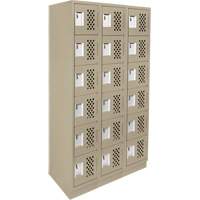 Assembled Lockerettes Clean Line Perforated Economy Lockers, 6 -tier, Bank of 3, 18" x 72" x 12", Steel Consource