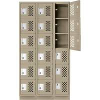 Assembled Lockerettes Clean Line Perforated Economy Lockers, 6 -tier, Bank of 3, 18" x 72" x 12", Steel Consource
