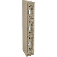 Casiers Clean Line, 3 niveaux, 12" x 18" x 82", Acier, Beige, Rivet (assembl&eacute;), Perfor&eacute; Consource