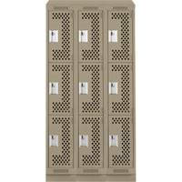 Casiers Clean Line, 3 niveaux, Bloc de 3, 36" x 15" x 82", Acier, Beige, Rivet (assembl&eacute;), Perfor&eacute; Consource
