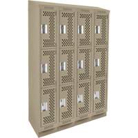 Casiers Clean Line, 3 niveaux, Bloc de 4, 48" x 18" x 82", Acier, Beige, Rivet (assembl&eacute;), Perfor&eacute; Consource
