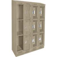 Casiers Clean Line, 3 niveaux, Bloc de 4, 48" x 18" x 82", Acier, Beige, Rivet (assembl&eacute;), Perfor&eacute; Consource