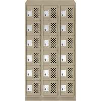 Clean-Line Perforated Lockerette, 6 -tier, Bank of 3, 12" x 72" x 12", Steel Consource