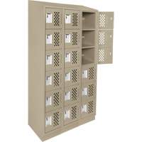 Clean-Line Perforated Lockerette, 6 -tier, Bank of 3, 12" x 72" x 12", Steel Consource