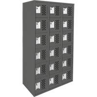 Assembled Lockerettes Clean Line Perforated Economy Lockers, 6 -tier, Bank of 3, 18" x 72" x 12", Steel Consource