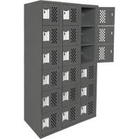 Assembled Lockerettes Clean Line Perforated Economy Lockers, 6 -tier, Bank of 3, 18" x 72" x 12", Steel Consource
