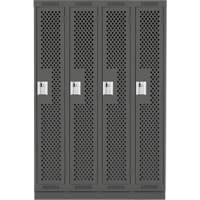Clean Line Lockers, Bank of 4, 48" x 18" x 76", Steel, Charcoal, Rivet (Assembled), Perforated Consource