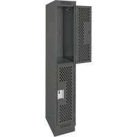 Casiers Clean Line, 2 niveaux, 12" x 18" x 76", Acier, Charbon, Rivet (assembl&eacute;), Perfor&eacute; Consource