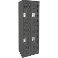Casiers Clean Line, 2 niveaux, Bloc de 2, 24" x 18" x 76", Acier, Charbon, Rivet (assembl&eacute;), Perfor&eacute; Consource