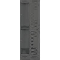Casiers Clean Line, 2 niveaux, Bloc de 2, 24" x 18" x 76", Acier, Charbon, Rivet (assembl&eacute;), Perfor&eacute; Consource