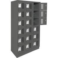 Assembled Lockerettes Clean Line Perforated Economy Lockers, 6 -tier, Bank of 3, 18" x 72" x 12", Steel Consource