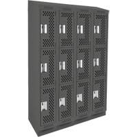 Casiers Clean Line, 3 niveaux, Bloc de 4, 48" x 18" x 82", Acier, Charbon, Rivet (assembl&eacute;), Perfor&eacute; Consource