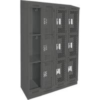 Casiers Clean Line, 3 niveaux, Bloc de 4, 48" x 18" x 82", Acier, Charbon, Rivet (assembl&eacute;), Perfor&eacute; Consource