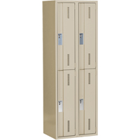 Concorde Heavy-Duty Lockers, 2 -tier, Bank of 2, 24" x 18" x 72", Steel, Beige, Welded (Assembled) Consource