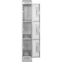 Casiers Clean Line, 3 niveaux, 12" x 12" x 72", Acier, Gris, Rivet (assembl&eacute;), Perfor&eacute; Consource