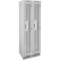 Clean Line Lockers, Bank of 2, 24" x 18" x 76", Steel, Grey, Rivet (Assembled), Perforated Consource