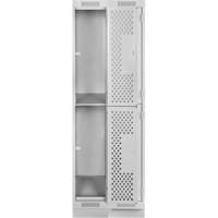 Clean Line Lockers, 2 -tier, Bank of 2, 24" x 18" x 76", Steel, Grey, Rivet (Assembled), Perforated Consource