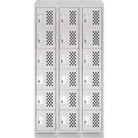 Clean-Line Perforated Lockerette, 6 -tier, Bank of 3, 12" x 72" x 12", Steel Consource