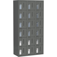 Concorde Heavy-Duty Lockers, 6 -tier, Bank of 3, 36" x 18" x 72", Steel, Charcoal, Welded (Assembled) Consource
