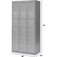 Lockers, 6 -tier, Bank of 3, 36" x 18" x 72", Steel, Grey, Knocked Down Consource