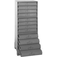 Armoire de rangement modulaire avec tiroirs, Acier, 12 tiroirs, 20-3/8" x 16" x 60-1/8", Gris Consource