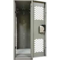 Vented Lockers, 2 -tier, Bank of 3, 36 x 18" x 88", Steel, Grey, Knocked Down, Perforated Consource