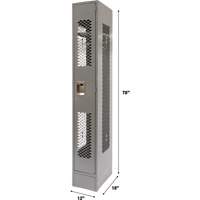 Vented Lockers, 12" x 18" x 78", Steel, Grey, Knocked Down, Perforated Consource