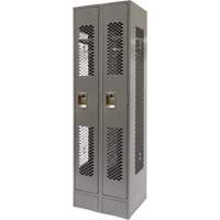 Vented Lockers, Bank of 2, 24" x 18" x 78", Steel, Grey, Knocked Down, Perforated Consource