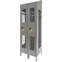 Vented Lockers, Bank of 2, 24" x 18" x 88", Steel, Grey, Knocked Down, Perforated Consource