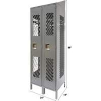 Vented Lockers, Bank of 2, 24" x 18" x 88", Steel, Grey, Knocked Down, Perforated Consource