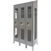 Vented Lockers, Bank of 3, 36 x 18" x 88", Steel, Grey, Knocked Down, Perforated Consource