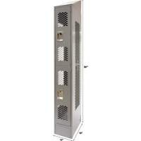 Vented Lockers, 2 -tier, 12" x 18" x 88", Steel, Grey, Knocked Down, Perforated Consource