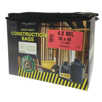 Contractor Liners, Strong, 30" W x 48" L, 4 mils, Black, 124.91 L (33 Gal.) Capacity Consource