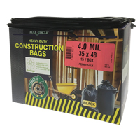 Contractor Liners, Strong, 35" W x 48" L, 4 mils, Black, 166.55 L (44 Gal.) Capacity Consource