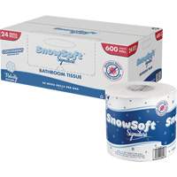 Papier hygi&eacute;nique de premi&egrave;re qualit&eacute; Snow Soft, 2 Pli, 600 Feuilles/Rouleu, Longueur 145', Blanc Consource