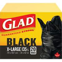 Sacs &agrave; ordures 135 L, R&eacute;gulier, 31" la x 42" lo, Noir Consource